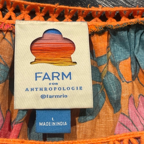 COPY - Anthropologie Farm Rio Lace Inset Peasant Blouse L - Picture 5 of 7